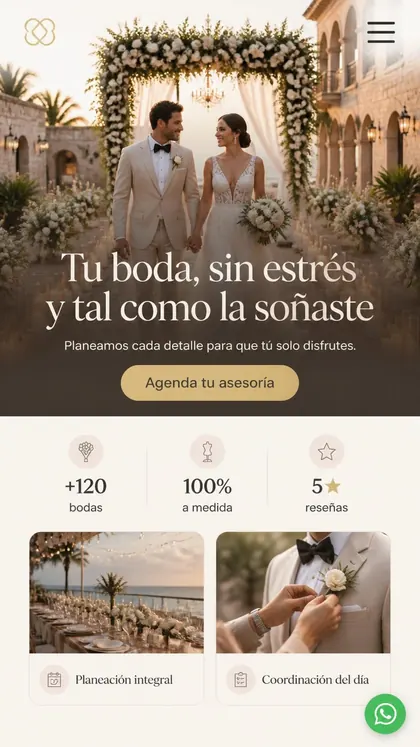 Ejemplo de landing para wedding planner