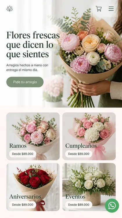 Ejemplo de landing para floristería